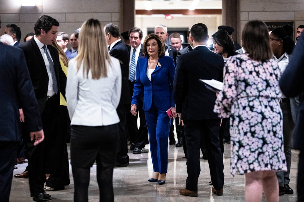 Speaker Nancy Pelosi before a closed briefing on Iran on Wednesday.